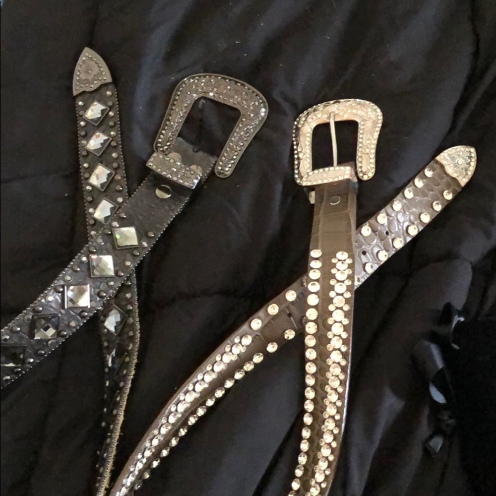 2 buckle glitz belts